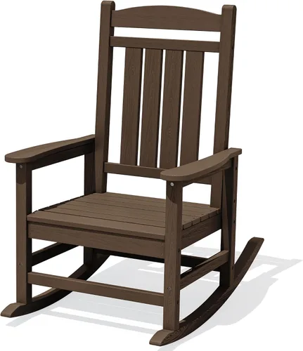Miniatura 21 de KINGYES Mecedoras de polietileno de alta densidad para exteriores, sillas mecedoras para patio con soporte de 330 libras, balancín suave para porche