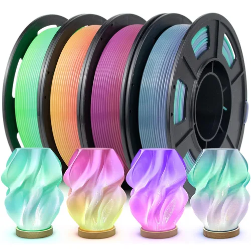 IEMAI Paquete de filamento PETG de 0.069 in, filamento de impresora 3D multicolor translúcido degradado de hasta 23.622 in/s de impresión rápida, 4