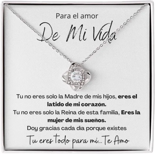 Leo's Print Shop Regalo para Esposa El Amor De Mi Vida Regalo Para Mujer Joya Collar Mensaje Personalizado Para Madre Joyería Para Mamá, Regalo