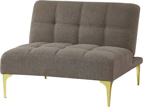 Miniatura 8 de Polibi Sofá moderno con almohada abatible, sofá cama plegable convertible con respaldo ajustable y patas doradas, sofá individual, tela de peluche
