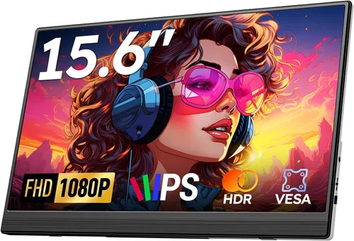 Miniatura 14 de Monitor portátil para portátil FHD 15.6 "1080P Ultra-Slim USB-C y HDMI Segunda pantalla externa para portátil Monitor de viaje Dual Altavoz-Screen