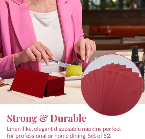Miniatura 6 de Prestee Servilletas rojas para mesa, desechables, toallas de mano de papel suaves y absorbentes para cenas y todo tipo de eventos, servilletas