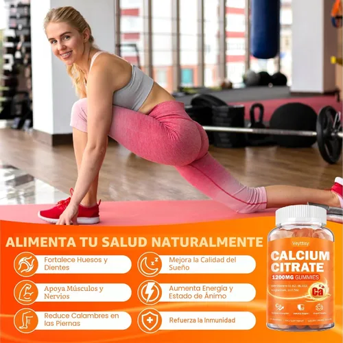 Miniatura 5 de Calcio 1200 mg con suplemento de vitamina D3 para adultos – Gomitas de calcio con 5000iu Vitamina D3, K2, B6, B12, magnesio y zinc – Suplemento