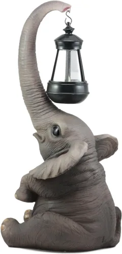 Miniatura 4 de Ebros - Luces caprichosas para tronco, estatua de elefante con luz LED solar, farol, circo, ternero, elefantes, decoración para el hogar, patio
