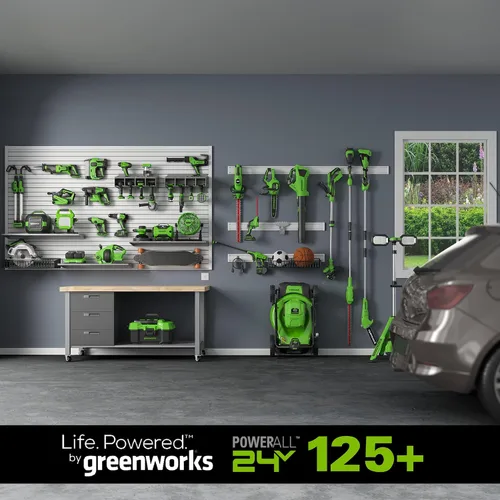 Miniatura 7 de Greenworks - Cortacésped inalámbrico de 24 V y 13 pulgadas (2 en 1), batería USB de 4.0 Ah (multipuerto USB) y cargador MO24B410 incluido
