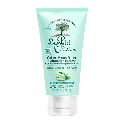 Le Petit Olivier Crema hidratante para manos Express - Aloe Vera y té verde - Hidratación expresa - Sin sensación grasa o pegajosa - La piel es
