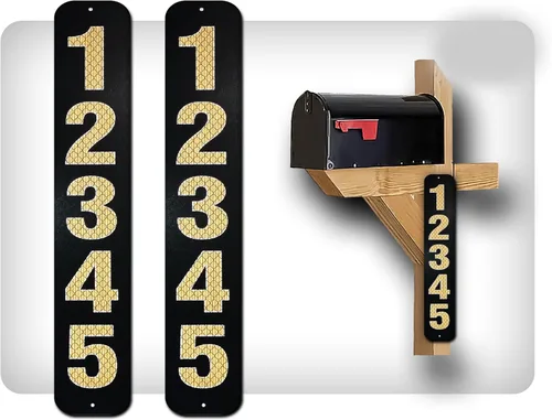 Miniatura 24 de Curb N Sign - Placas de números para buzón – 3 x 10 pulgadas hechas de aluminio reflectante de alta calidad – Números de buzón súper reflectantes