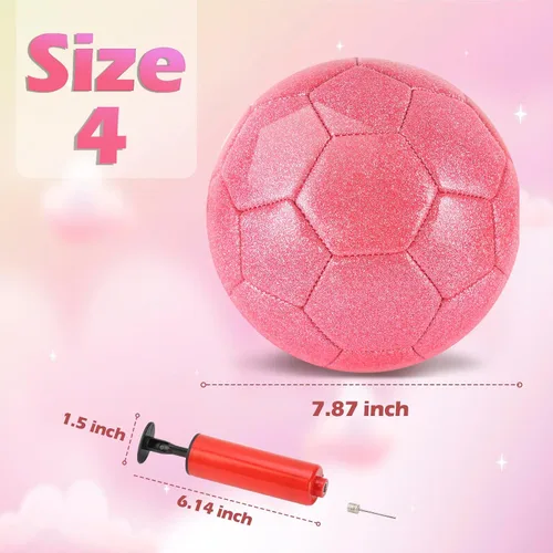 Miniatura 2 de DLUGOPIS Size 4 Pink Glitter Soccer Ball with Air Pump Sets Toddler Soccer Ball Multiple Size for Kids Aged 4-8 8-12 Boys Girls Youth Gifts Outdoor