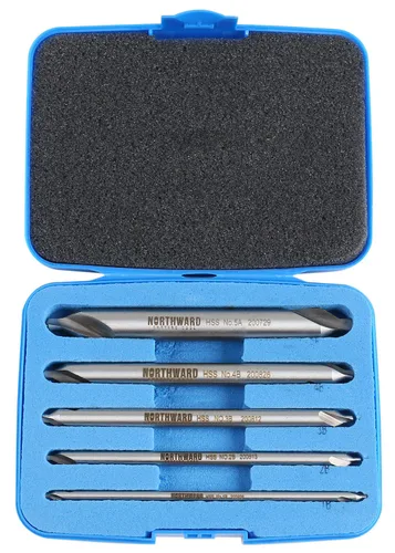 Miniatura 2 de Accusize - Juego de brocas centrales largas, #1-#5, 3/64"-3/16", 5-Pc, M2 HSS, 3560-1001 4.0 in OAL, Acero de Alta Velocidad M2, Estilo Liso