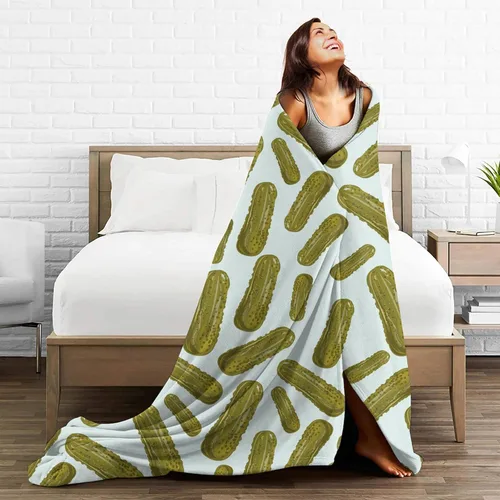 Miniatura 4 de Cobija de pepinos encurtidos, manta de cama suave, ligera y acogedora manta de franela de felpa para sofá o dormitorio, 60 x 50 pulgadas