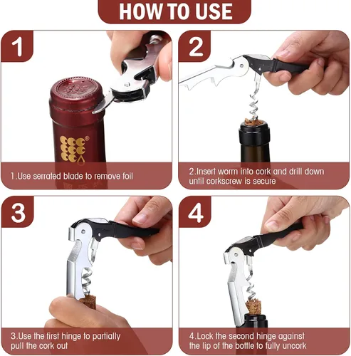 Miniatura 3 de Abridor de llaves de vino, sacacorchos de viaje, abrebotellas de vino, camarero, cerveza, barman para casa, oficina, cocina, restaurante, bar