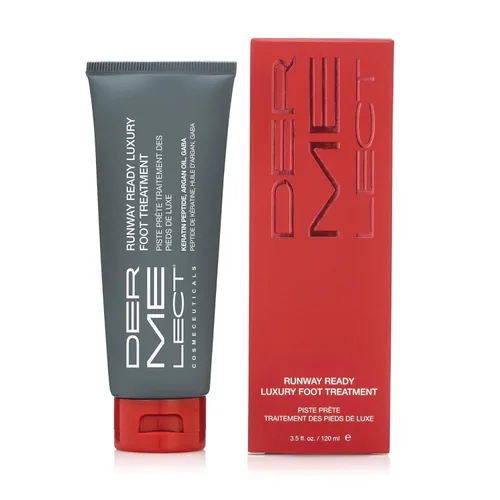 Dermelect Runway Ready - Tratamiento para pies de lujo, crema rica en péptidos con aceite de argán, manteca de karité y ácido hialurónico para pies