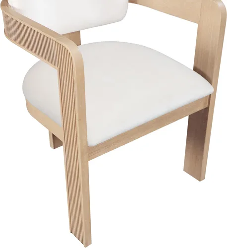 Miniatura 9 de Meridian Furniture 11094Cream-C Sacha Collection Silla de comedor Art Deco, terciopelo crema Ultra Luxe, terciopelo de 460 GSM, acabado natural