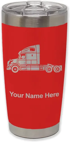 Miniatura 27 de LaserGram Taza aislada al vacío de 20 onzas, cabina de camión, grabado personalizado incluido (negro)