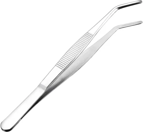 Miniatura 4 de Pinzas de acero inoxidable de 7 pulgadas con punta dentada curvada, pinzas multiusos para reparación de manualidades, paquete de 2