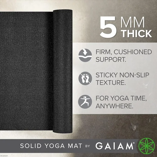 Miniatura 2 de Gaiam - Esterilla de yoga de calidad superior de 5mm, lisa, gruesa y antideslizante para todo tipo de ejercicios de yoga, pilates y gimnasia