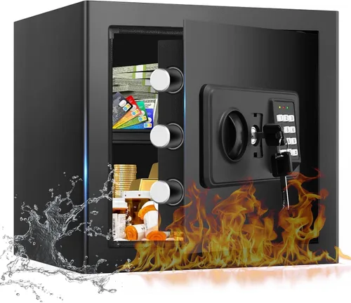 Miniatura 14 de Cajas fuertes grandes de 3.4 pulgadas para uso doméstico, caja de seguridad digital para el hogar, impermeable, con teclado programable, llaves