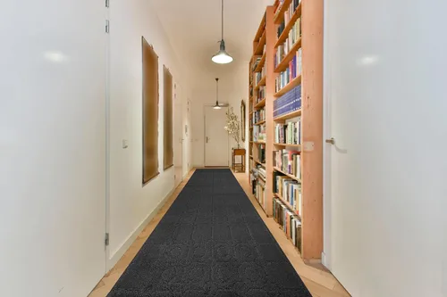 Miniatura 4 de Alfombra antideslizante de tamaño especial para pasillos largos y estrechos, evita suelos fríos resbaladizos, gris antracita artístico, tamaño de 25