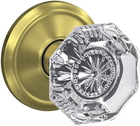 Miniatura 15 de Schlage Custom FC21 ALX 716 COL Alexandria - Pomo de cristal con moldura Collins para pasillos y cerraduras de cama, bronce envejecido