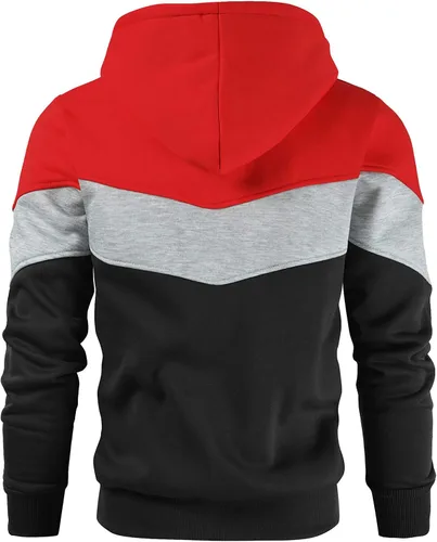 Miniatura 3 de Gesean Sudadera con capucha, de manga larga, para hombre, diseño de bloque de color, estilo informal, con bolsillo