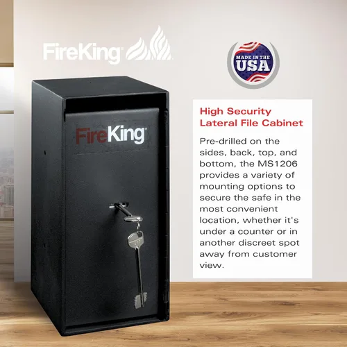 Miniatura 4 de FireKing Mini caja fuerte con cerradura de nariz única, caja de seguridad para el hogar, resistente al fuego, compacta segura para objetos de valor