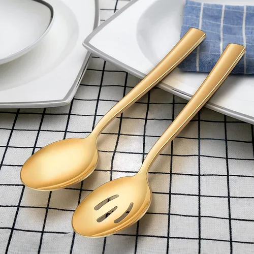 Miniatura 6 de LIANYU Juego de 6 cucharas y tenedores dorados de acero inoxidable de 8.6 pulgadas para banquetes de catering, aptos para lavavajillas