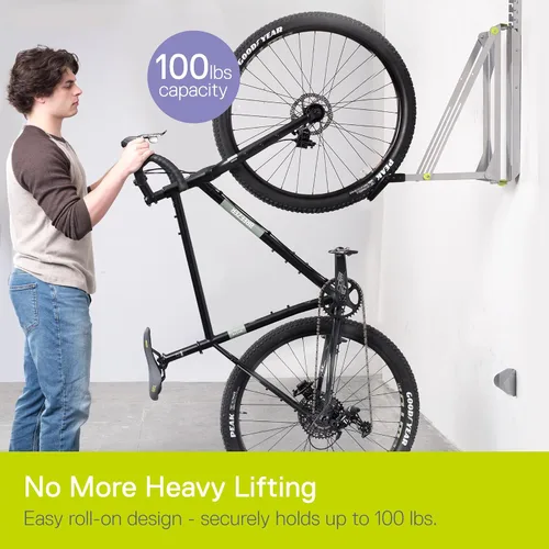 Miniatura 3 de Delta Cycle - Estante de almacenamiento para bicicletas Pivot – Soporte de pared para garaje giratorio para ahorrar espacio – No requiere elevación