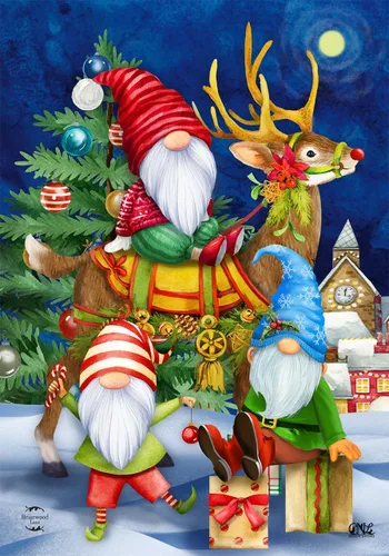 Miniatura 16 de Briarwood Lane - Bandera para casa con enanos de invierno, temática de Navidad, con gorro de Santa, humor, 28 x 40 pulgadas Gnomos de invierno