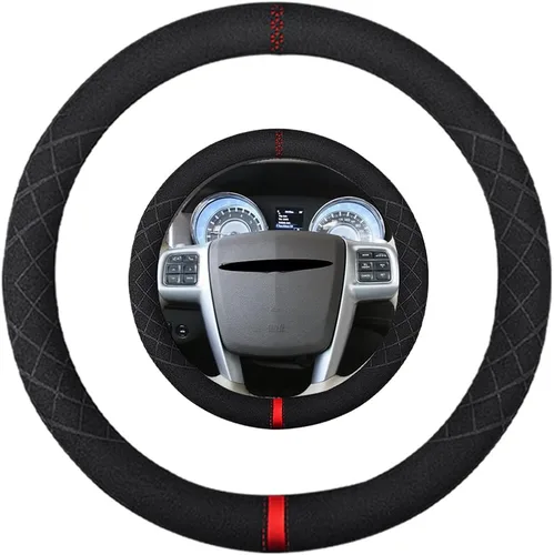 Miniatura 36 de Funda de volante de ante K LAKEY, compatible con Dodge Avenger Grand Caravan Challenger Charger, cubierta de volante deportiva antideslizante