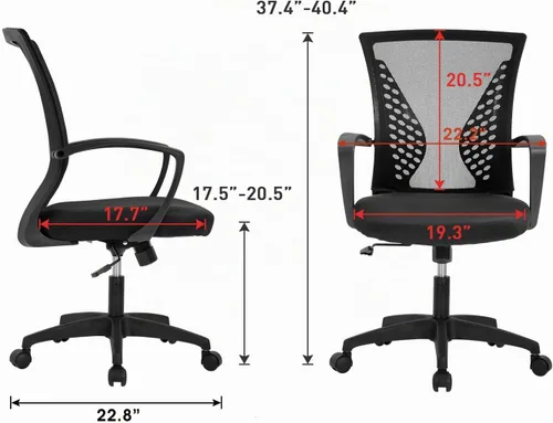 Miniatura 3 de Silla de oficina FDW para el hogar, con respaldo de altura media, para computadora, con soporte lumbar giratorio, ajustable, para trabajo, Negro