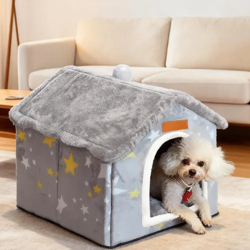 Miniatura 3 de Casa para Perros Interior, Cama de Perro Plegable y Suave, Nido Cálido para Gatos, Cueva para Cachorros con Cojín para Perros Pequeños, Medianos