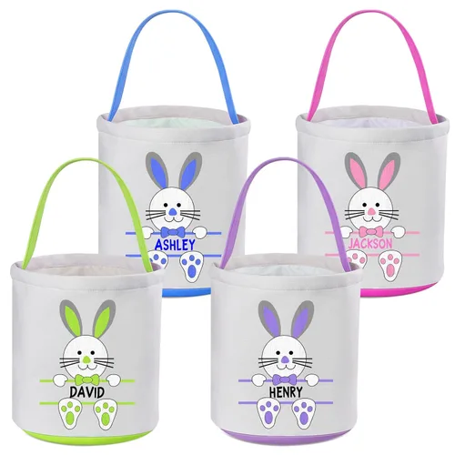 Miniatura 9 de Cestas de Pascua personalizadas para niños y niñas, paquete de 2, cesta de conejo de Pascua Touber para regalos, cesta de Pascua personalizada con 2