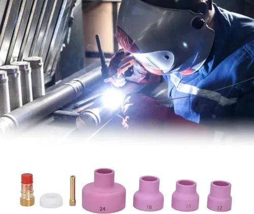 Miniatura 3 de Oumefar Kit de accesorios de soldadura de 7 piezas, boquilla de cerámica, junta de copa de lente de gas para WP17/18/26, tazas de soldadura