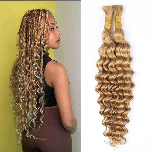 Miniatura 12 de RESACA 1 paquete de 14 pulgadas, 1 paquete de 14 pulgadas, cabello humano virgen brasileño rizado 10A para trenzar, sin trama, 10A, para trenzas #27