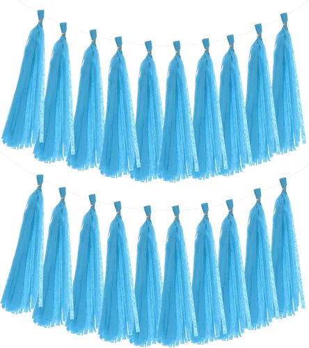Miniatura 21 de MECCANIXITY 20 guirnaldas de papel de seda con borlas para decoración de fiestas, día de San Valentín, cumpleaños para mujeres con cuerda y alambre