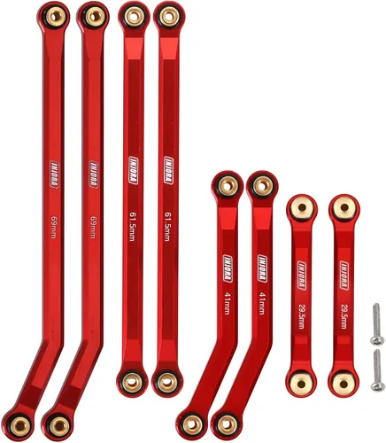 INJORA Juego de 4 eslabones de aluminio CNC para SCX24 AXI90081 Deadbolt Axial 1/24 RC Crawler Car, 8 piezas (rojo)