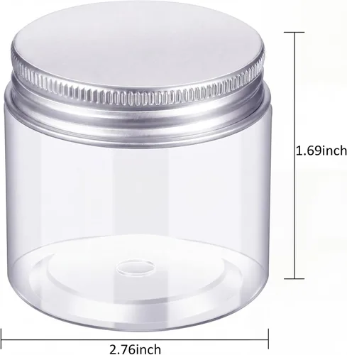 Miniatura 2 de Paquete de 12 tarros de plástico transparente de boca ancha con tapas para productos de belleza (3 onzas)