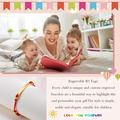 Miniatura 46 de Pulsera de barra para bebé: chapado en oro de 18 quilates, pulsera con placa de identificación personalizada para niños pequeños de mamá, nombre