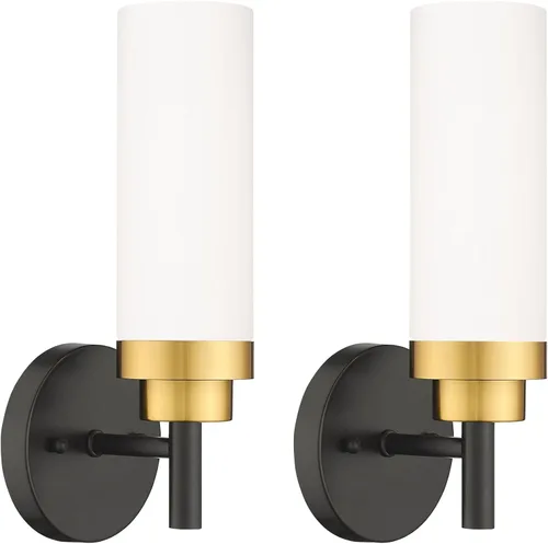 Miniatura 26 de Emak Apliques de Pared Juego de 2, Aplique de Pared Moderno de Baño Dorado Cepillado con Pantalla de Vidrio Esmerilado para Baño, Dormitorio, Sala