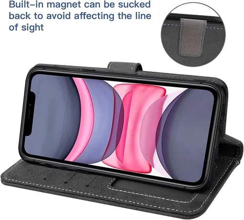 Miniatura 4 de Funda compatible con iPhone Xs X 10 y 10s y protector de pantalla de vidrio templado, funda para monedero, tarjetero con cordón, fundas