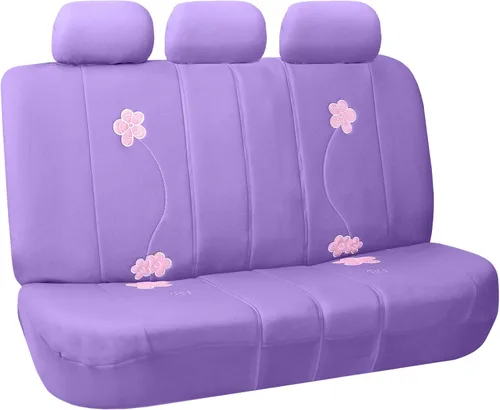 FH Group Fundas de asiento de automóvil con bordado floral, ajuste universal, asiento trasero de banco dividido, funda de asiento lavable para SUV,