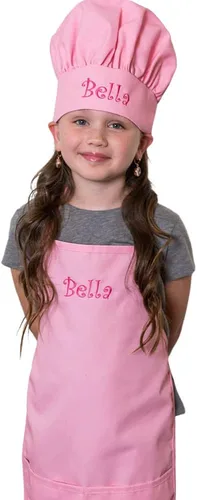 Miniatura 3 de Bordado personalizado fabricado en los Estados Unidos – Añade un nombre para niño delantal y sombrero – Tallas para niños pequeños y niños Blanco
