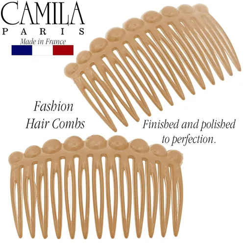 Miniatura 5 de Camila Paris CP2892/2 Peine lateral francés pequeño redondeado, beige con torsión francesa, pinzas decorativas de sujeción fuerte para mujer, moño