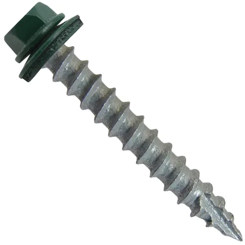 Miniatura 35 de Tornillos de metal para techos n.º 14 x 1-1/2 pulgadas, cabeza hexagonal de arandela de piel de buque Tornillo de techo de chapa metálica. Buckskin