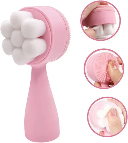 Miniatura 2 de FOMIYES Cepillo facial portátil, limpiador facial de silicona 3D para uso seco y húmedo, cepillo de exfoliación suave, ideal para pieles sensibles
