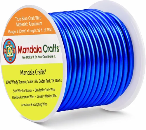 Miniatura 55 de Mandala Crafts - Alambre de aluminio anodizado de 8 calibre para hacer joyas - 9.75 m de alambre flexible negro colorido - Flexible para bonsái