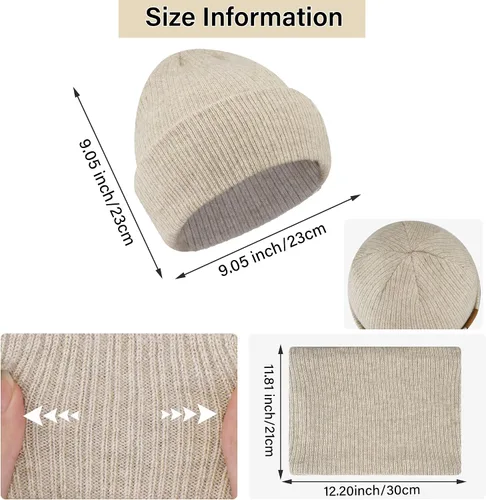 Miniatura 6 de Gorro de invierno para mujer, conjunto de calentador de cuello, gorro de punto cálido, bufandas infinitas para mujeres y hombres