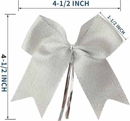 Miniatura 3 de 36 lazos plateados metálicos de 4-1/2 pulgadas con lazos giratorios para envolver regalos, embalaje, decoración de Navidad (4.5 pulgadas, plateado)