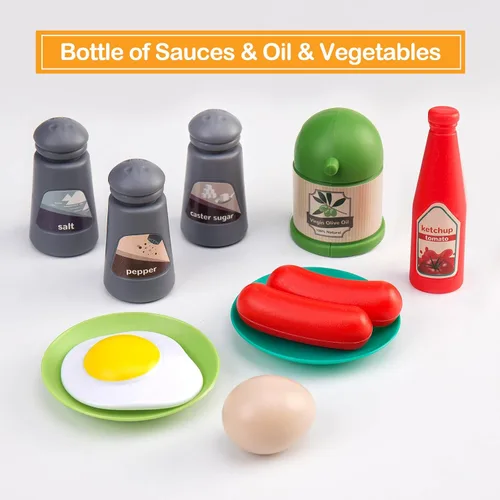 Miniatura 6 de 35 piezas de accesorios de juguete de cocina para niños, juego de cocina de simulación para niños pequeños con ollas, sartenes, utensilios, juego