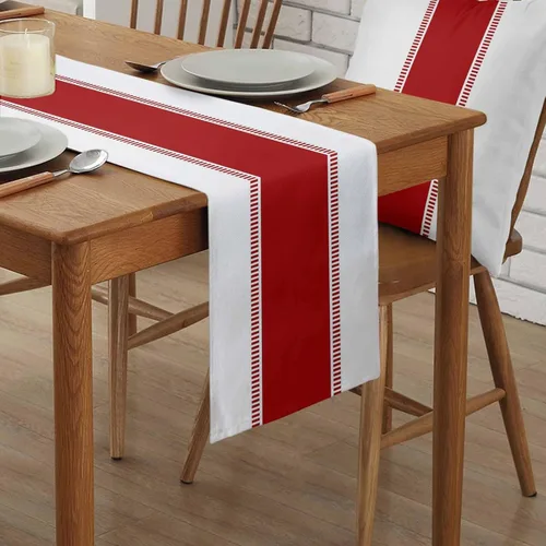 Miniatura 2 de Caminos de Mesa Rojos y Blancos de 36 Pulgadas de Largo, Camino de Mesa Moderno de Rayas para Vestidor, Bufandas, Camino de Mesa Antideslizante